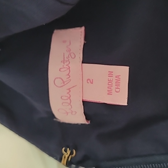 LILY Pulitzer Navy Largo Shift Gold Lace Brocade - Picture 5 of 5